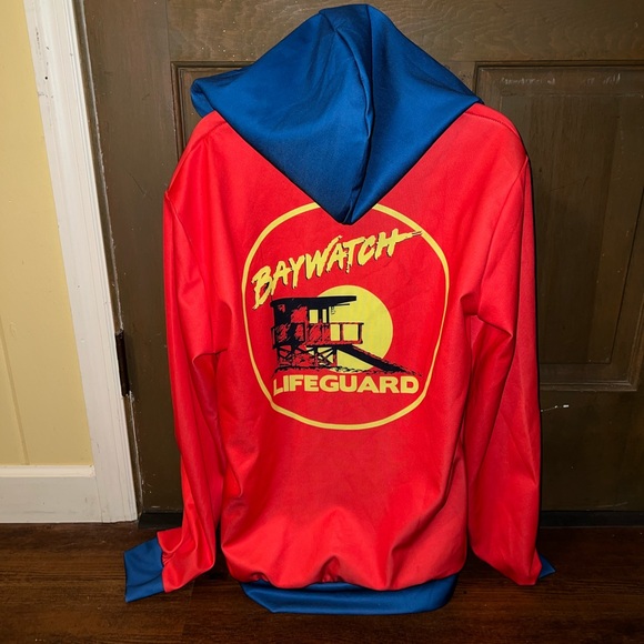 Baywatch Graphic Red and Blue Lightweight Zip Up Long Sleeve Jacket Size XL - Picture 5 of 12